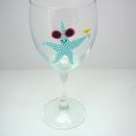 Handpainted Starfish Wine G..