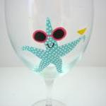 Handpainted Starfish Wine G..