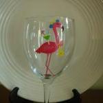 Pink Flamingo Wine Glass Di..