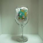 Fish Wine Glass Handpainted..
