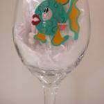 Fish Wine Glass Handpainted..