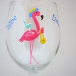 Flamingo Wine Glass Handpai..
