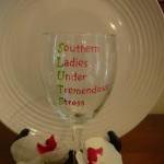 SLUTS Wine Glass Handpainte..