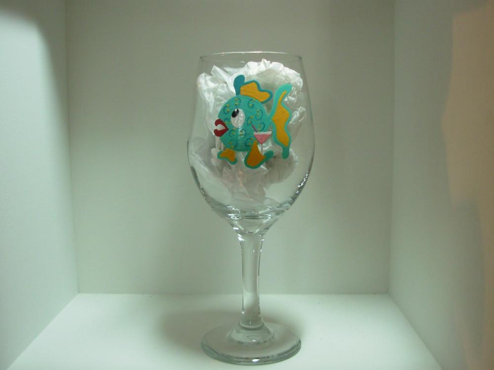 Fish Wine Glass Handpainted Personalized