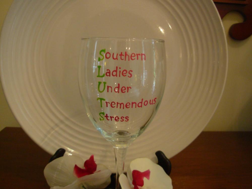 SLUTS Wine Glass Handpainted