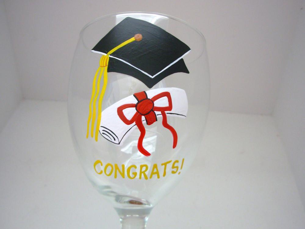 Handpainted Graduation Wine Glass Personalized