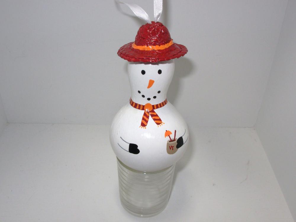 Handpainted Va Tech Gourd Snowman Ornament