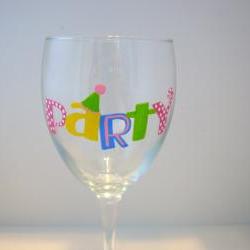 Party Wine Glass Handpainted Personalized