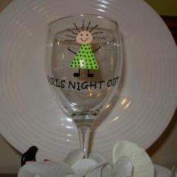 Bridesmaid Wine Glass Handpainted Girls Night Out