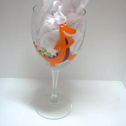 VA Tech Wine Glass Tailgaiting Alligator Handpainted Personalized