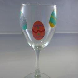 Handpainted Easter Wine Glass Personalized Easter Eggs