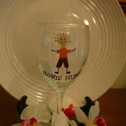 Virginia Tech Wine Glass Hokie Hunk