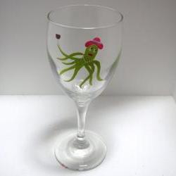 Octopus Diva Wine Glass Personalized Handpainted