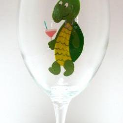 Turtle Wine Glass Handpainted Personalized