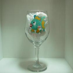 Fish Wine Glass Handpainted Personalized