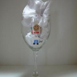 Chef Wine Glass Handpainted