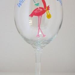 Flamingo Wine Glass Handpainted Personalized Oversized