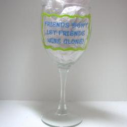 Handpainted Friend Wine Glass Handpainted Personalized