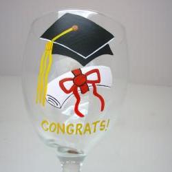 Handpainted Graduation Wine Glass Personalized