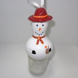 Handpainted Va Tech Gourd Snowman Ornament