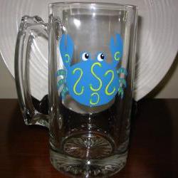 Crab Beer Mug Handpainted Personalized