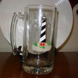 Cape Hatteras Lighthouse Beer Mug Handpainted