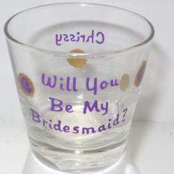 Bridesmaid Shot Glass Handpainted Personalized