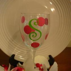 Initial Bridesmaid Wine Glass
